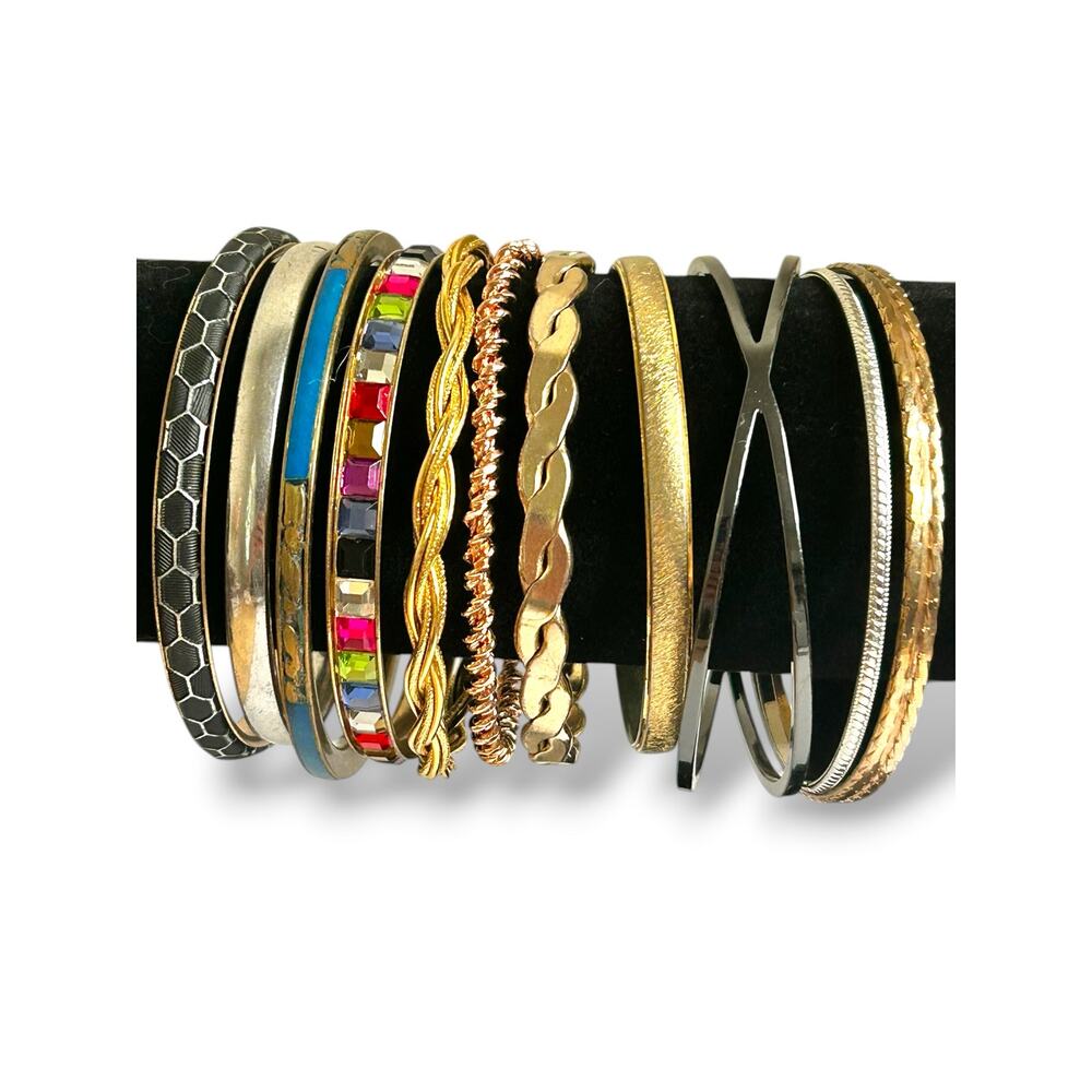 Mixed Lot Stacking Bangle Bracelets Various Eras and Styles Bracelet Stacks - Picture 2 of 5